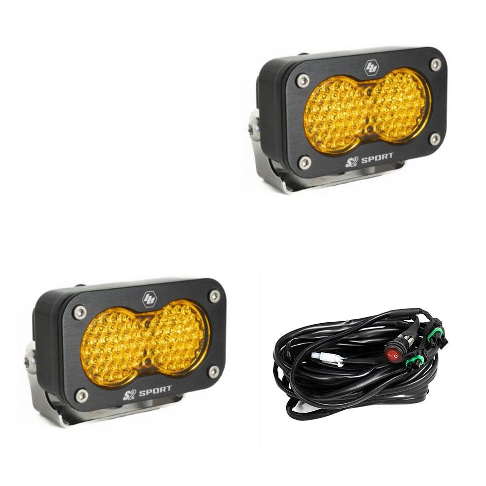 BAJA DESIGNS - S2 Sport Black LED Auxiliary Light Pod Pair - Work/Scene - AMBER