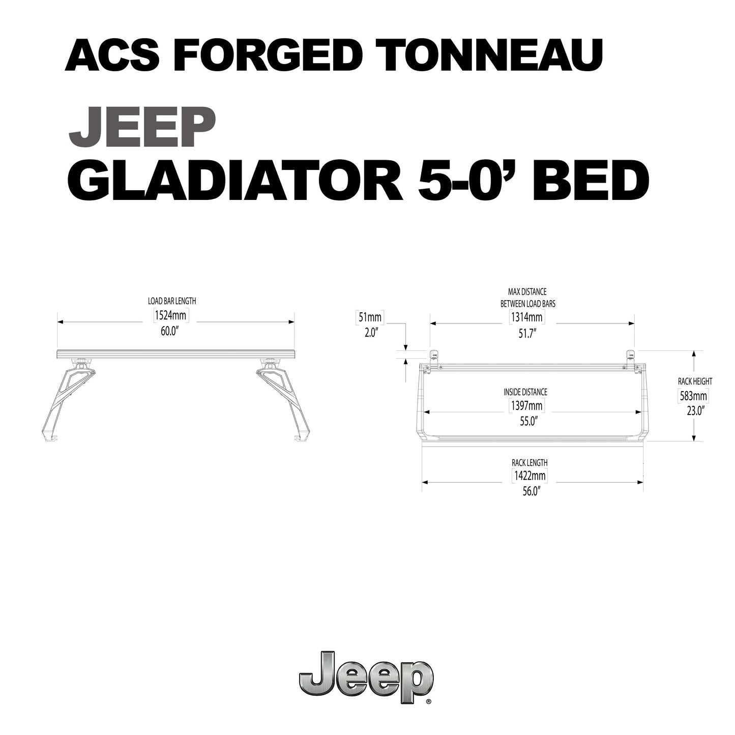 ACS FORGED TONNEAU - RACK ONLY - JEEP