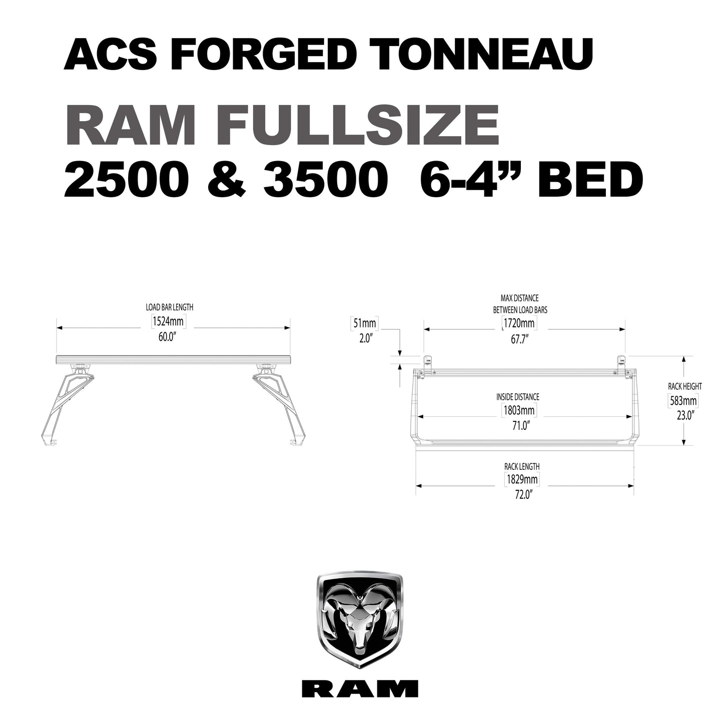 ACS FORGED TONNEAU - RACK ONLY - RAM